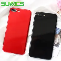 SUYACS Глянцевая lPhone чехол для iPhone 6 S 7 8 Plus X Красочные красные, Черные Обычный Жесткий PC Phone Случаях крышка Fundas мешок ракушек Coque