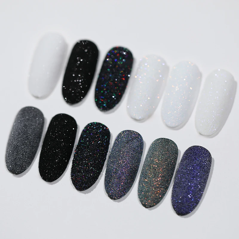 

2g Shiny Nail Glitter Powder Laser Nail Art Chrome Pigment Hair Wool Sugar Powder White Black DIY Nail Art Decoration