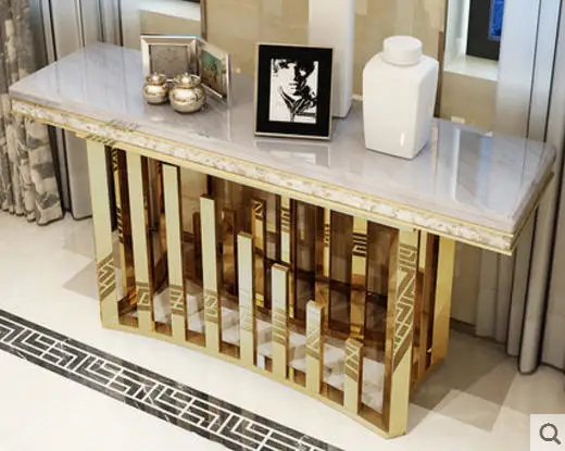 Natural marble Stainless steel Coffee Table Living Room eat edge ark minimalist modern rectangle mesas de centro table basse