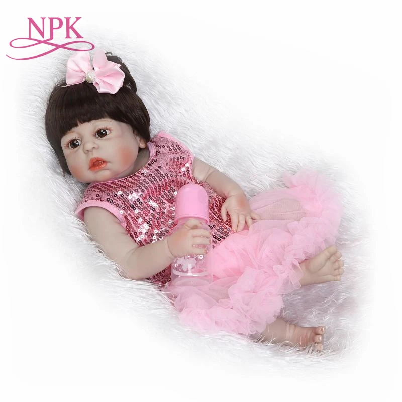 

NPK reborn doll with soft real gentle touch 22inch 55cm full vinyl babydoll with wig hair girl doll gift for childen