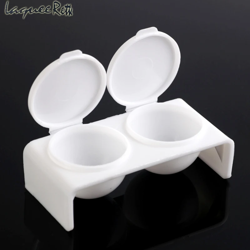 Professional Double Lips Dappen Dish Plastics Lid Bowl Cup For Crystal Nail Acrylic Powder Liquid Dust
