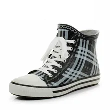 Men’s Men’s checkered canvas rain boots low tube fishing Duantong Spring SUB1229