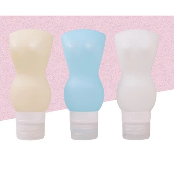 

3pcs Silicone Travel Separated Bottle - 100ml - for Lotion Shampoo Cosmetic Liquids Sample - White+Skin+Light Blue