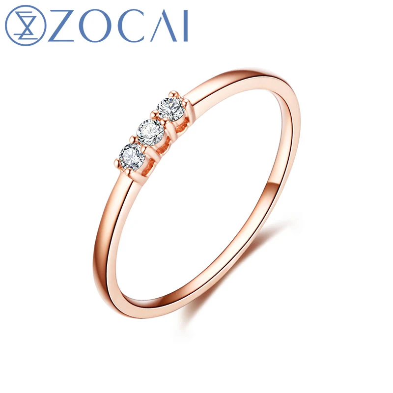 ZOCAI Anillo De Boda Con Diamant De Corte Redondo Para Mujer, Sortija