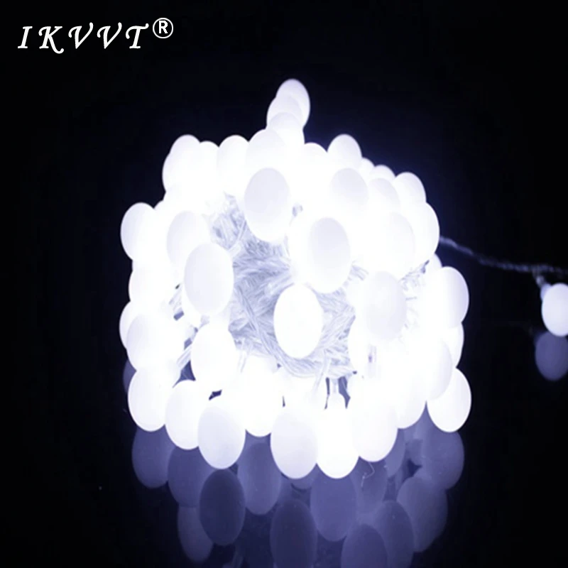 

IKVVT 10m 20m 30m 50m 110V / 220V Matte Balls Fairy Christmas Garland LED String Lights for Party Wedding new Year Decoration