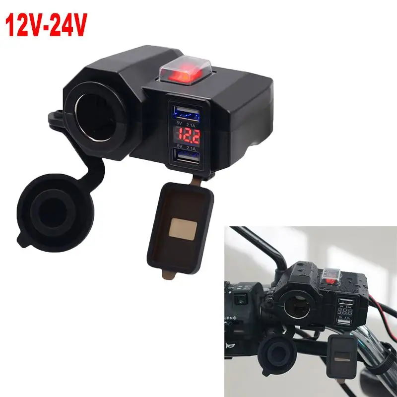 12 V-24 V USB мотоцикл Зарядное устройство Водонепроницаемый двойной Порты вольтметр