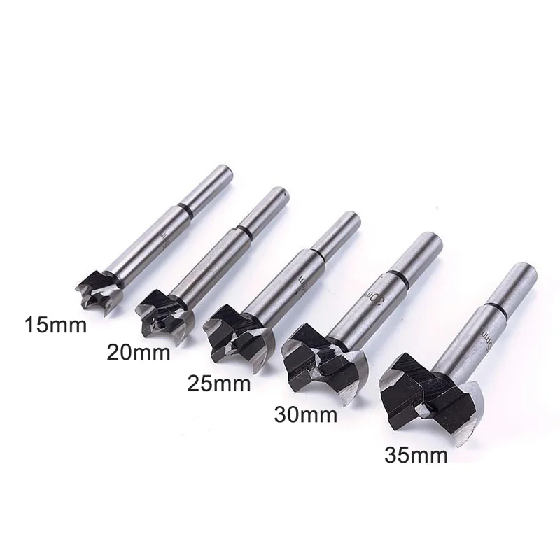5 Pcs/set Auger Drill Forstner Bit Set Hinge Boring Woodworking Hole Saw Cutter Round Shank Wood Tools for Drilling Machine