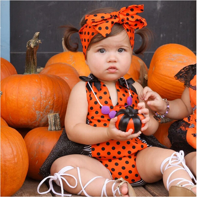 2018 Baby Halloween Clothing Infant Newborn Baby Girl Pumpkin Romper