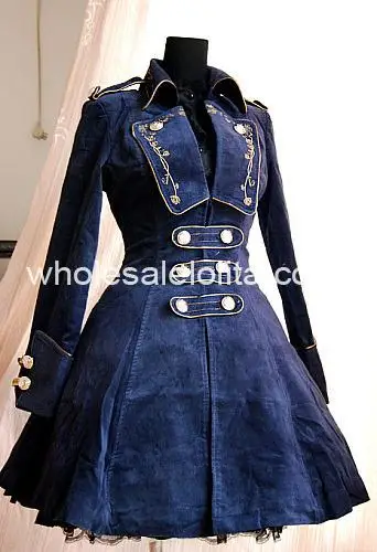 

Wine Red Lapel Collar Army Uniform Style Winter Lolita Coat lol game cosplay