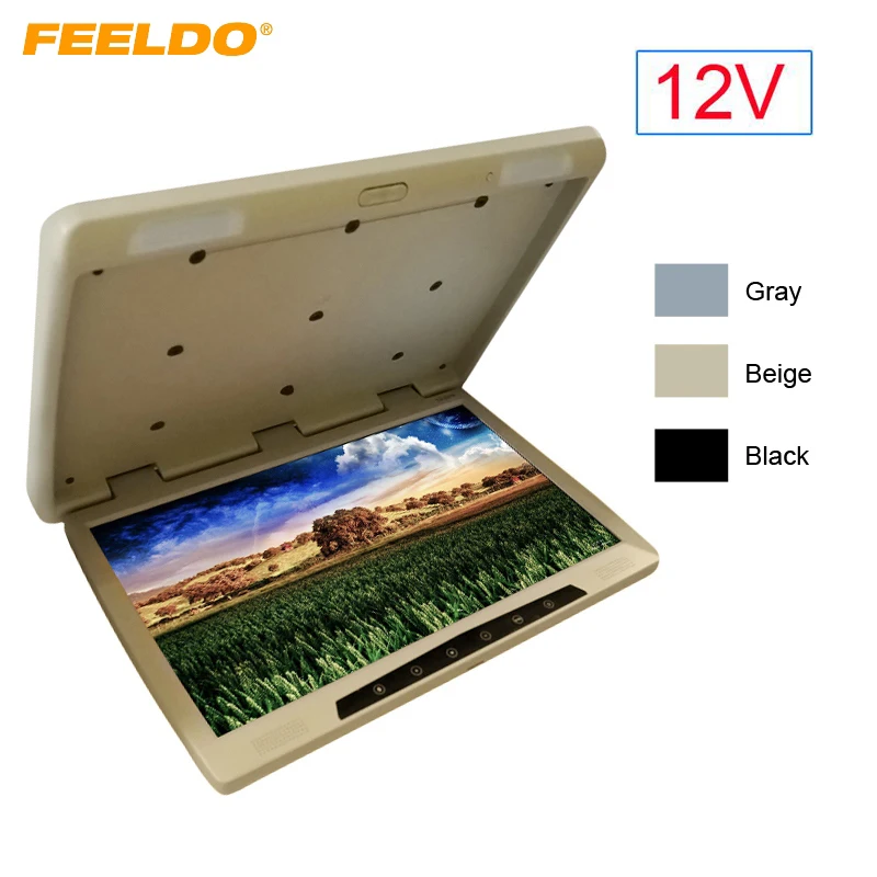 

FEELDO DC12V Bus Car 22 inch Touch button Flipdown 22" TFT LCD Roof Mounted HD Bus Monitor with IR transmitter 3-Color #FD-1299