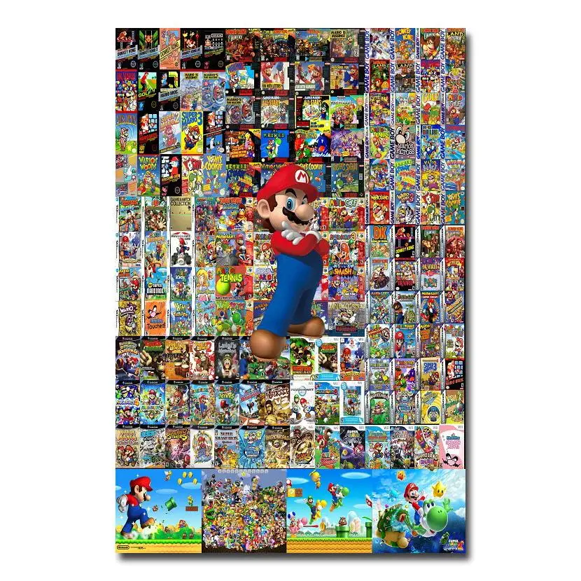 NICOLESHENTING Super Mario Bros Искусства Шелковой Ткани Плакат 13x20 24x36 дюймов Игры Картинки На Стене декор 005