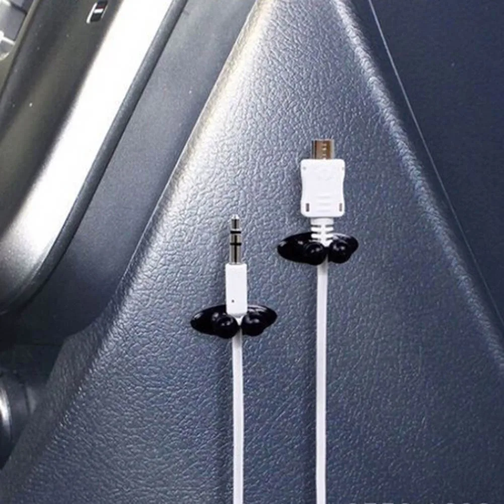 2Pcs Car Wire Clip USB Cable Fixed Clamp Charging Cable Holder Adhesive