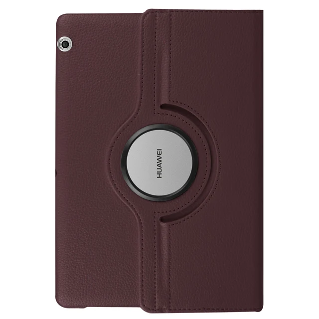 360 Вращающийся Кожаный чехол для huawei MediaPad T5 10 AGS2-W09/L09/L03/W19 10,1 дюймов чехол для планшета+ пленка+ ручка - Цвет: Brown