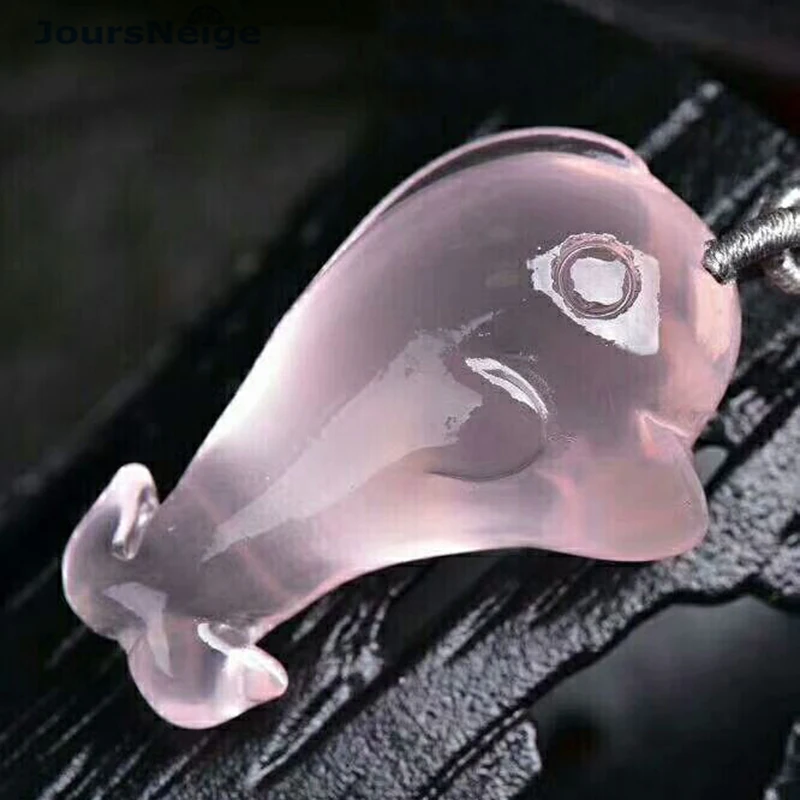 

Wholesale Natural Garnet Stone Necklace Pink Crystal Dolphin Pendant Lucky for Women Fashion Sweater Chain Necklace Jewelry