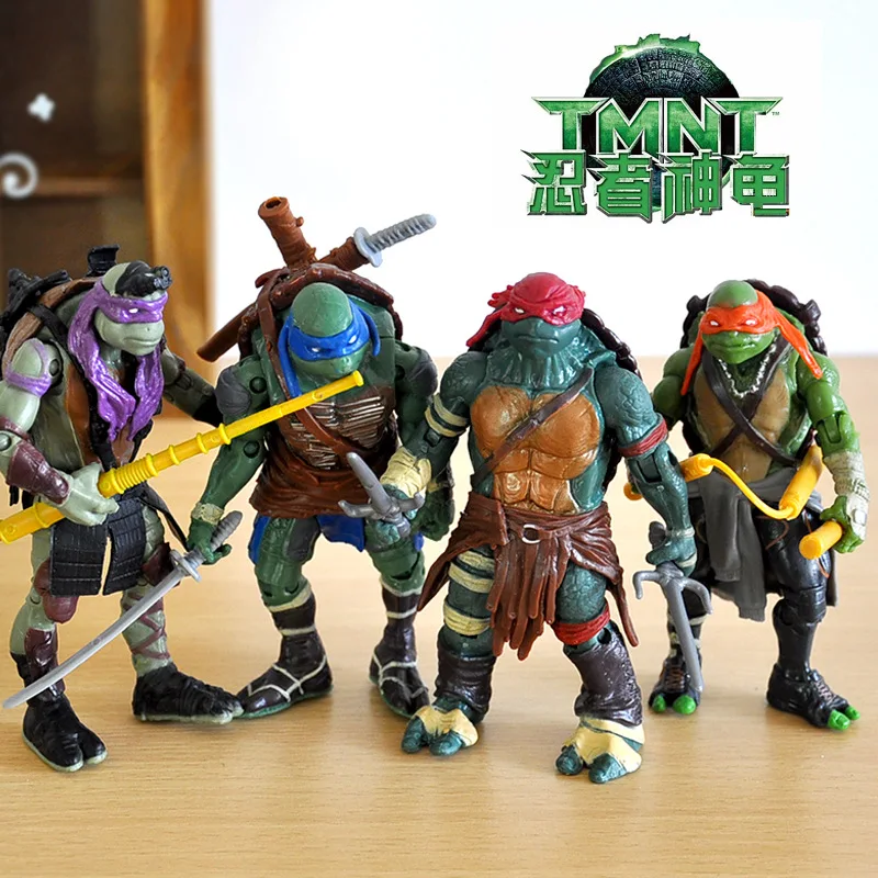 

4PCS Cartoon Model Turtle Ninja Doll Hand Model Car Accessories Joint Movable Weapons Action Figures Children Gift Toys