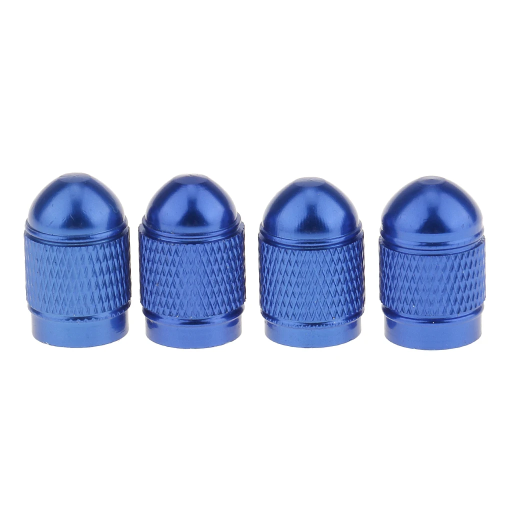 4x Blue Anodized Tires Stem Dust Cap For Car Bike Van Truck Repair DIY lightweight aluminum material
