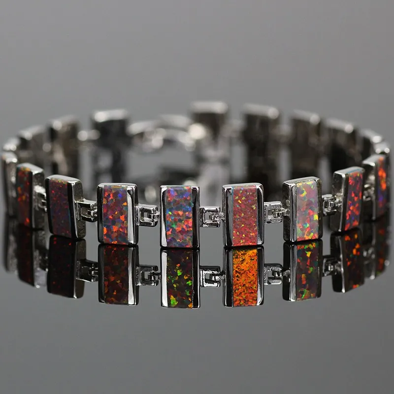 SZ0023 уникальный дизайн роскошный огненный коричневый опал драгоценный камень браслет очаровательные браслеты и браслеты для женщин