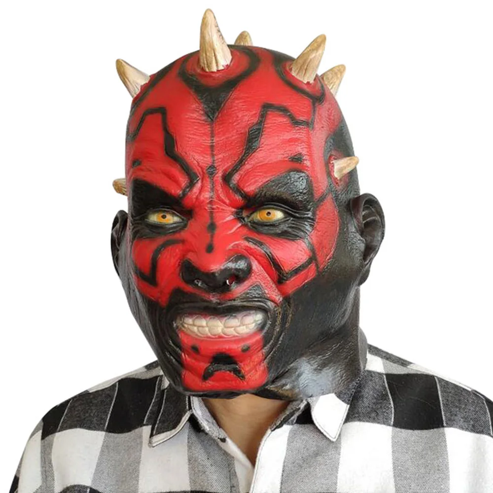 Best  Darth Maul Latex Mask Adults Horror Full Face Helmet Halloween Carnival Party Cosplay Costume Props