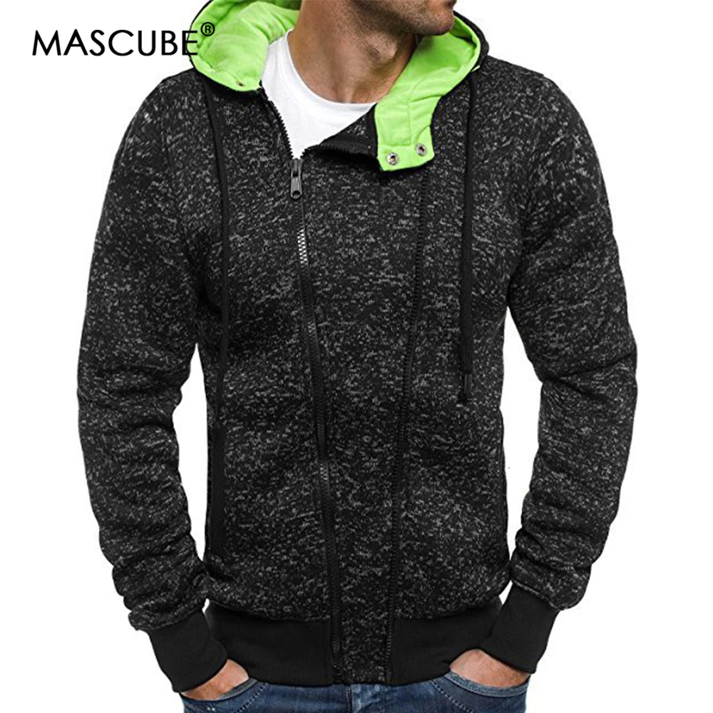 

MASCUBE Winter Autumn Men's Sets Tops Fleece Jacket Mens Slim Zipper Pocket Sweatshirt Casual Autumn Plus Size Hooded Coats