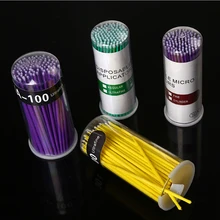 100 шт/партия наращивание ресниц ватный тампон кисти микро индивидуальные Аппликаторы хлопок мягк тампон безопасный одноразовый