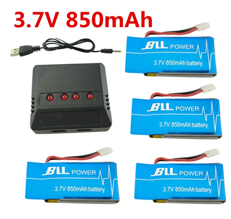 4 pcs 3.7V 850mAh Syma X5SW X5SC X5S X5SC 1 RC Battery with 4 in1