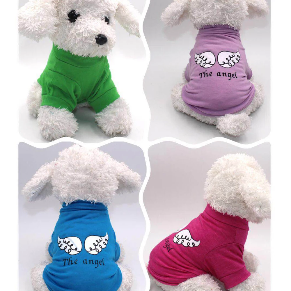 

angel wing 100% cotton 4 colors Vest Sleeveless T-Shirts Clothes For Small Dogs and Cats Chihuahua Teddy Shih Tzu