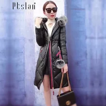 Ptslan 2016 Women s Genuine Leather Jacket Zipper Closure Real Lambskin Down Coat