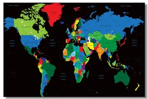 Custom Canvas Wall Decoration Political Map Poster Colored World Map Wallpaper Map Of The World Wall Sticker Mural Decals
