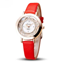 Personnalisé Dame Montre-Bracelet À Quartz Femme Heures Best Dress Fashion Corée Bracelet montre Marque En Cuir fleur Cristal montres