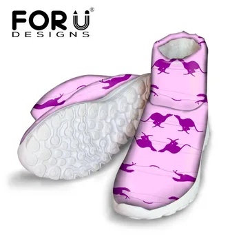 

FORUDESIGNS Animal 3D Kangaroo Print Flats Winter Ladies Boots Casual High Quality Female Snow Warm Ankle Boots for Female 2018