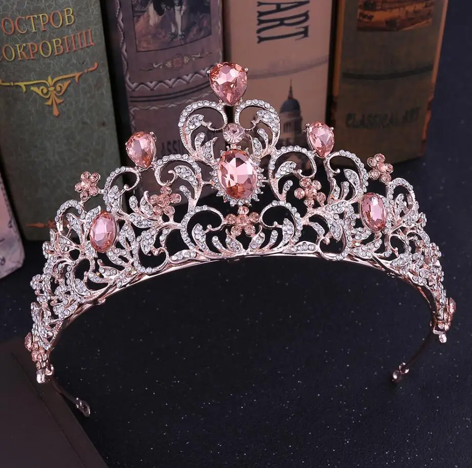 KMVEXO Red Green Crystal Wedding Crown Queen Tiara Bride Crown Headband Bridal Accessories Diadem Mariage Hair Jewelry Ornaments 
