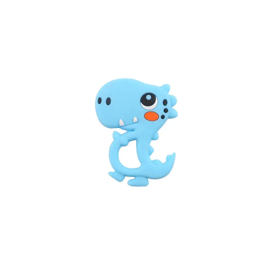 Blue Dinosaur Силиконовые Прорезыватели для зубов без бисфенола, миниатюрный стержень, сделай сам, Прорезыватель для зубов, ожерелье, подарок для ребенка, Мультяшные животные, прорезыватель, давайте сделаем 1 шт - Цвет: Blue Dinosaur