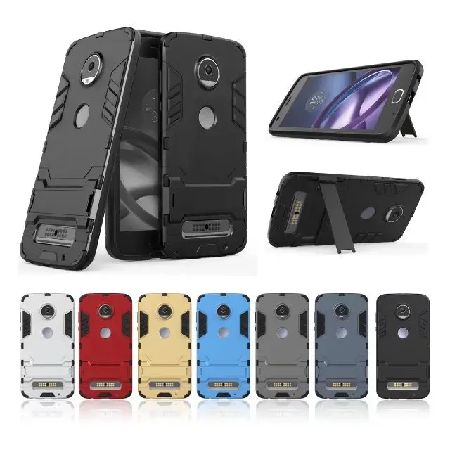For Motorola Moto Z2 Play Case With Stand Hybrid Hard Silicone + PC Armor protective back cover case for shell |