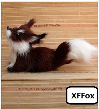 

cute real life brown fox model plastic&furs look up fox doll gift about 15x6x7cm xf1687