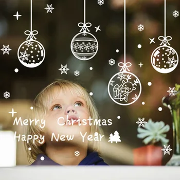 

6 pcs/set Reusable Christmas Snowflake Bell Static cling Glass Sticker Bath Glass Window Party Home Decor Films Static Sticker