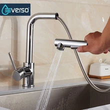 EVERSO Kitchen Faucet Pull Out Sink Mixer Tap Kitchen Taps Spray Head Deck Mounted 360 Swivel Torneira De Cozinha frap 304 stainless steel kitchen faucet high arch kitchen sink faucet pull out rotation spray mixer tap torneira cozinha fld1908