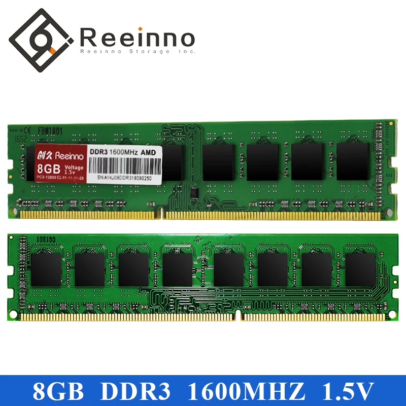 

Reeinno Ram DDR3 8GB 1600MHz desktop memory 240pin 1.5V NON-ECC Lifetime warranty Single Memory Ram for only AMD In Stock