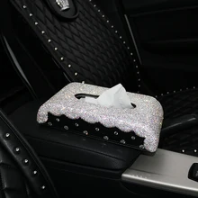 Роскошный автомобильный тканевый ящик Диаманте, блок-тип, коробка для салфеток, жемчуг, стразы, женский автомобиль, Стайлинг, аксессуары для интерьера