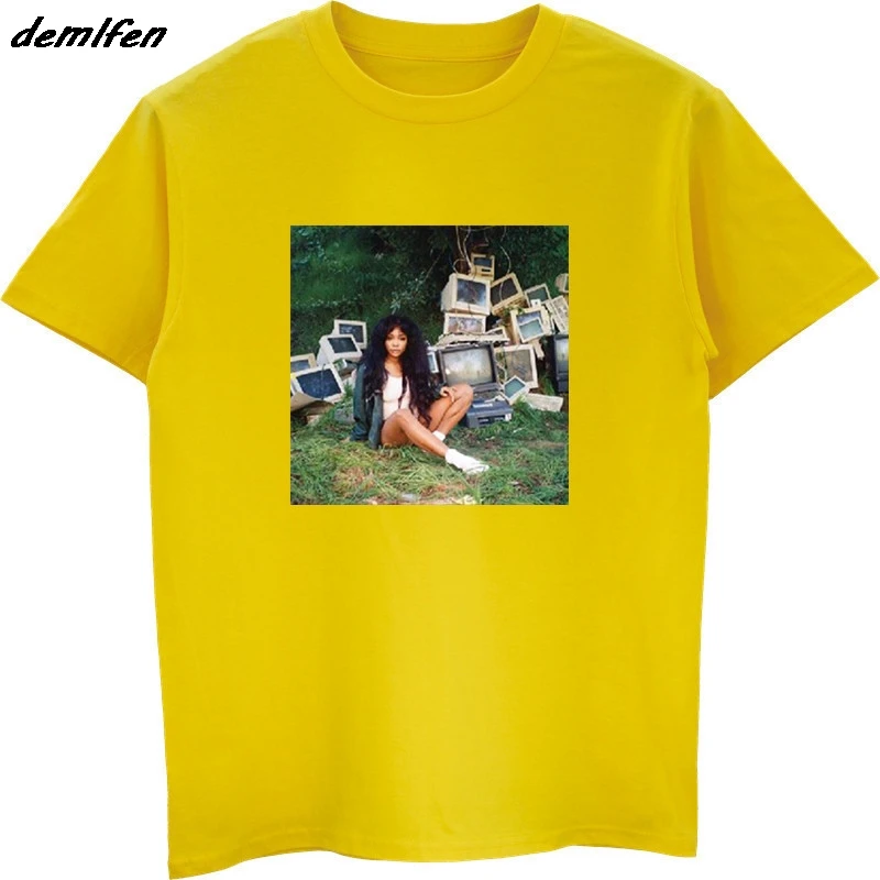 Sza Ctrl Футболка с принтом мужская летняя футболка с коротким рукавом и круглым вырезом хип-хоп футболки Топы Harajuku уличная одежда - Цвет: yellow