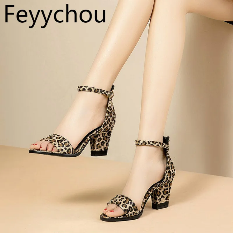 

Women's Sandals High Heels Peep Toe Zip Thick Heels Ankle Strap Buckle Floral 2019 New Sexy Fashion Casual Yellow Big Size 34-48