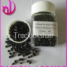 1000 шт/бутылки 4,0*2,7 мм цвет#1 винты с резьбой I tip инструмент для наращивания волос для микро колец/бусин/звеньев