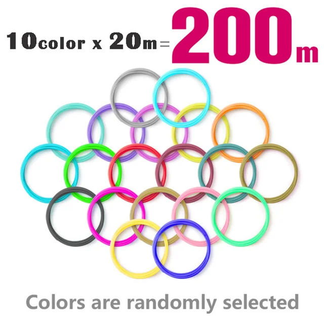 Special Price 3D Scribble Pen Low-heat BPA-Free Multi-Color ABS Filament with 10color*20meters for 3D Printer/3D Printing Pen