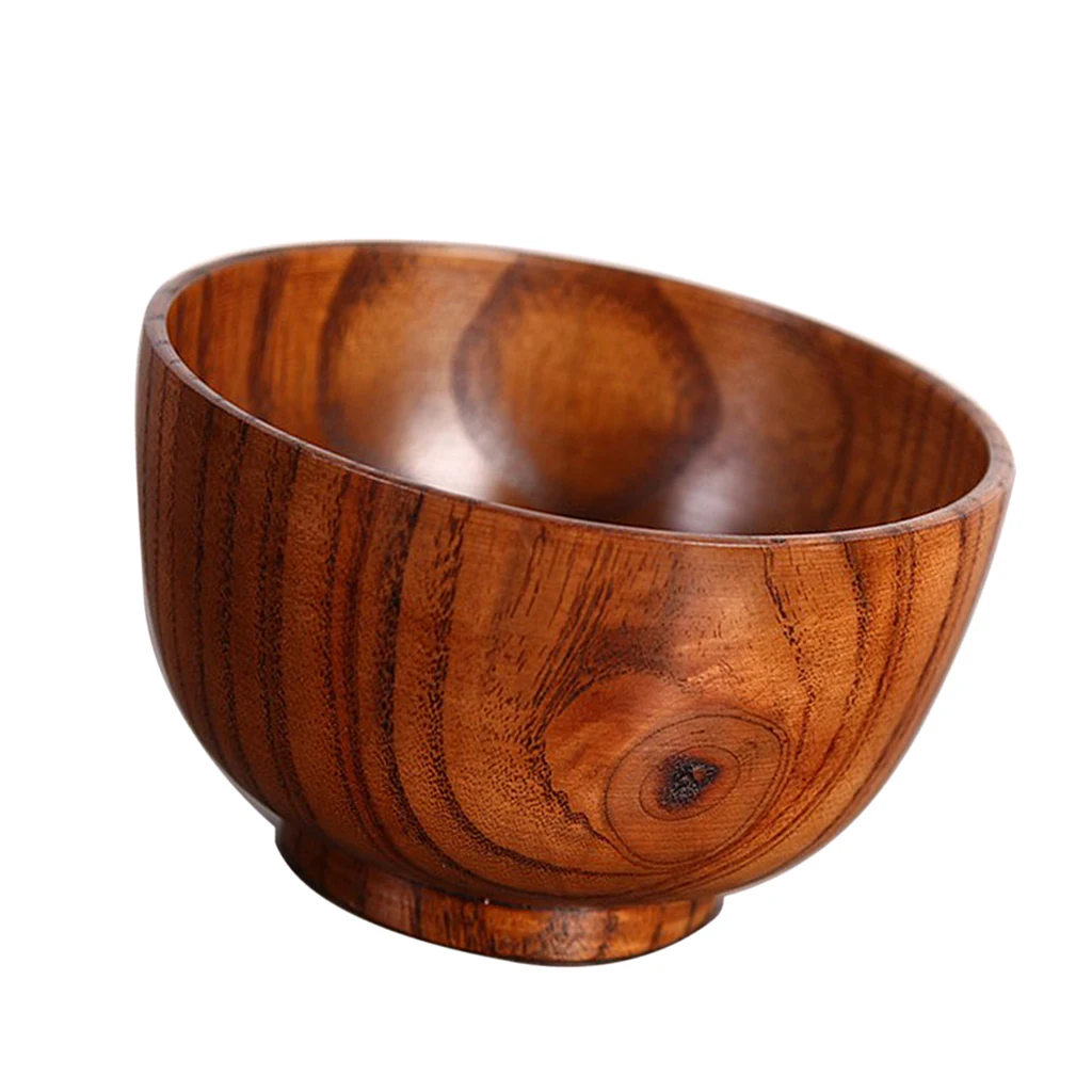 Natural Wooden Bowl Chinese Food Containers Tableware Kitchen Mixing Bowl Soup Noodle Rice Dinner Dishes