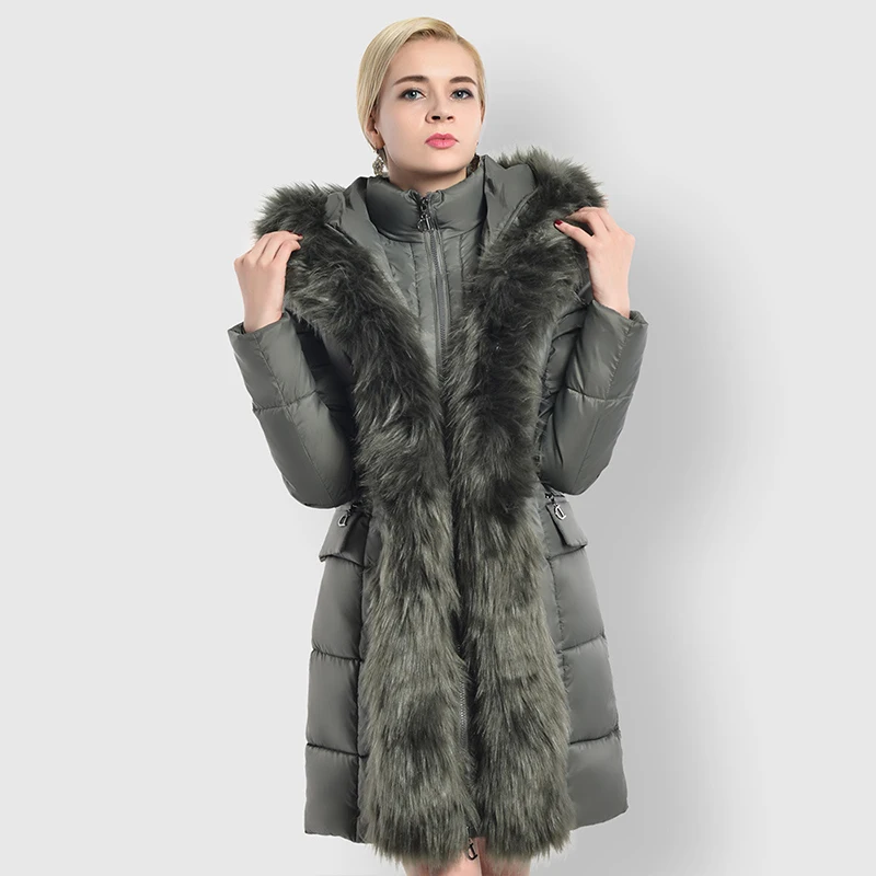 Green Hiver 2018 Veste En Vers Bio Col Fausse Trois Parka Le Grand Bas army Couleurs Épaississement Manteau Et Black Coton Femmes Fourrure Haute Qualité khaki Pour EErwvqfS