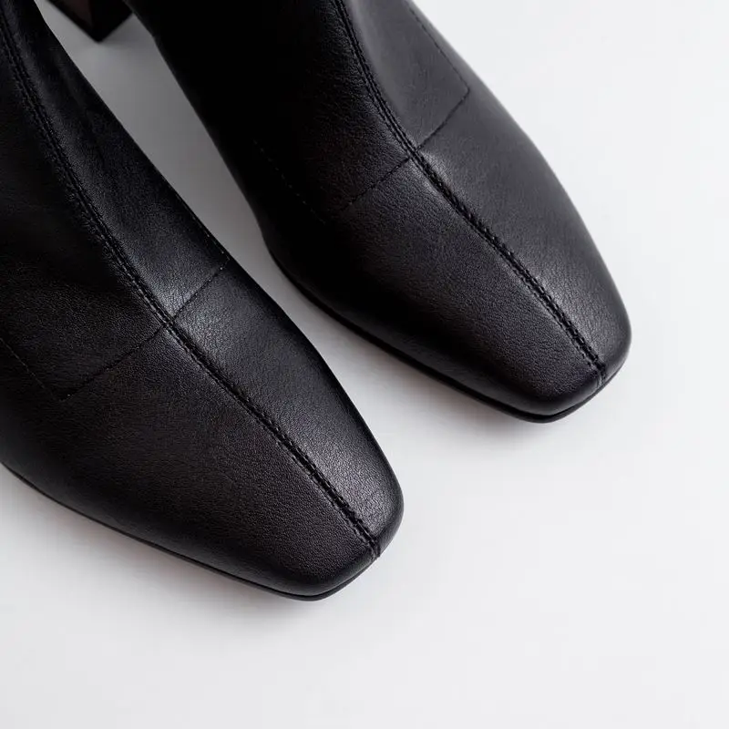 ALLBITEFO/вечерние женские ботинки на высоком каблуке с квадратным носком из эластичного материала ботильоны для женщин на толстом каблуке новые зимние ботинки для девочек