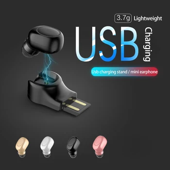 

Mini Bluetooth Handsfree Earbuds USB Charging Stand Wireless Stereo Invisible Car Sports Noise Cancelling headset for AndroidIOS