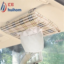 

Plaid PU Leather Car Sun Visor Paper Towel Napkin Holder Tissue Box Case Cover 8.7*4.7 inch (22*12cm)