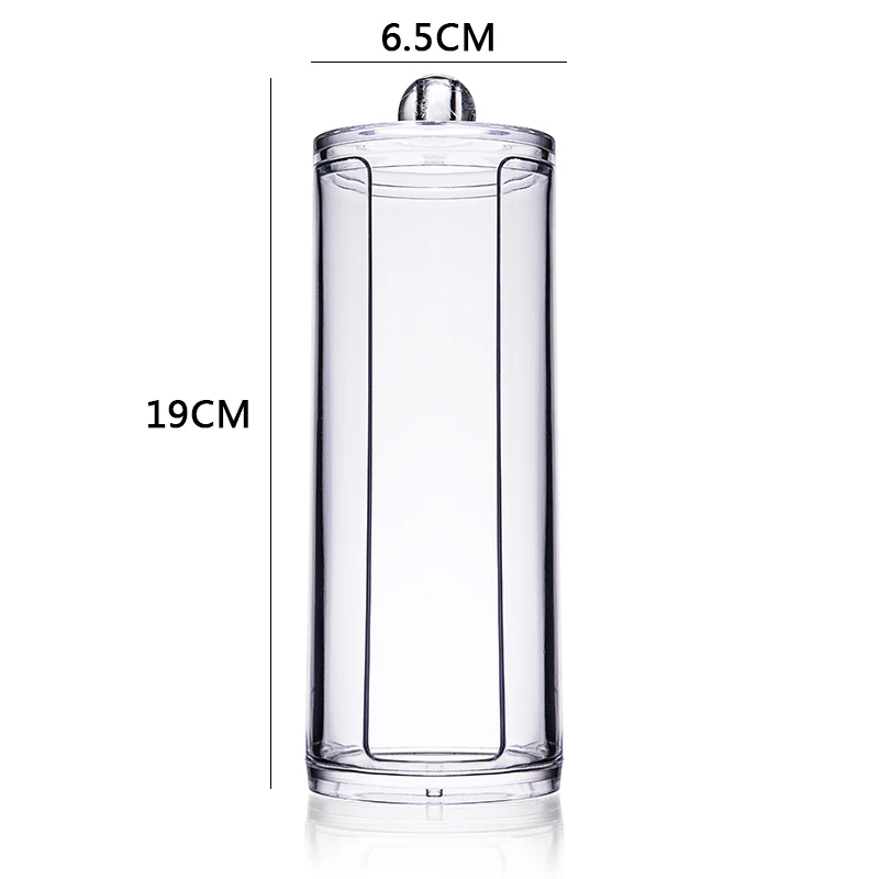 Acrylic Cotton Swab Organizer Box Portable Round Container Storage Case Make up Cotton & Pad Box For Home Hotel Office 5