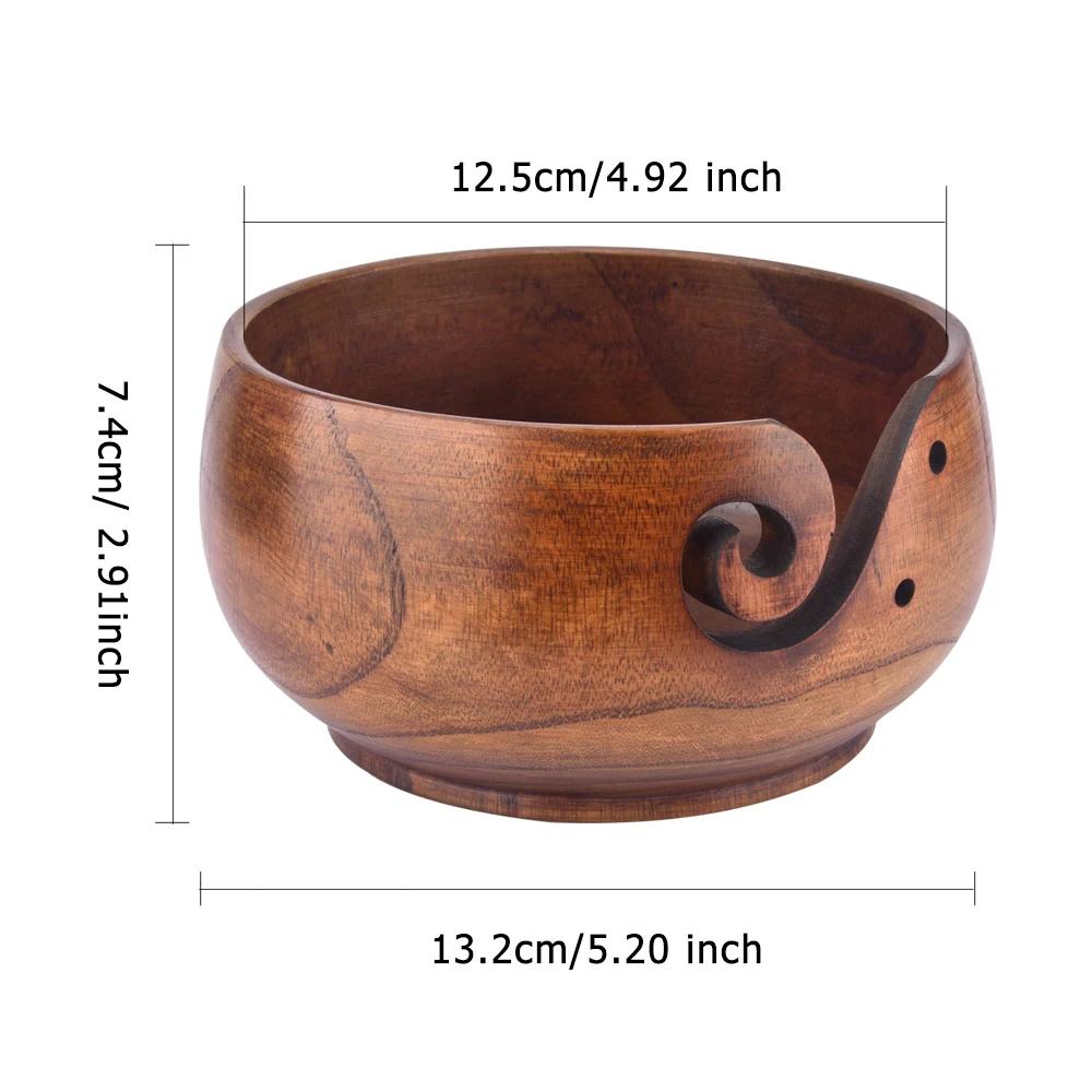 Textile Creative Yarn Carving Wood Bowl Knitting Bowl Wood Yarn Bowl Knitting Frame