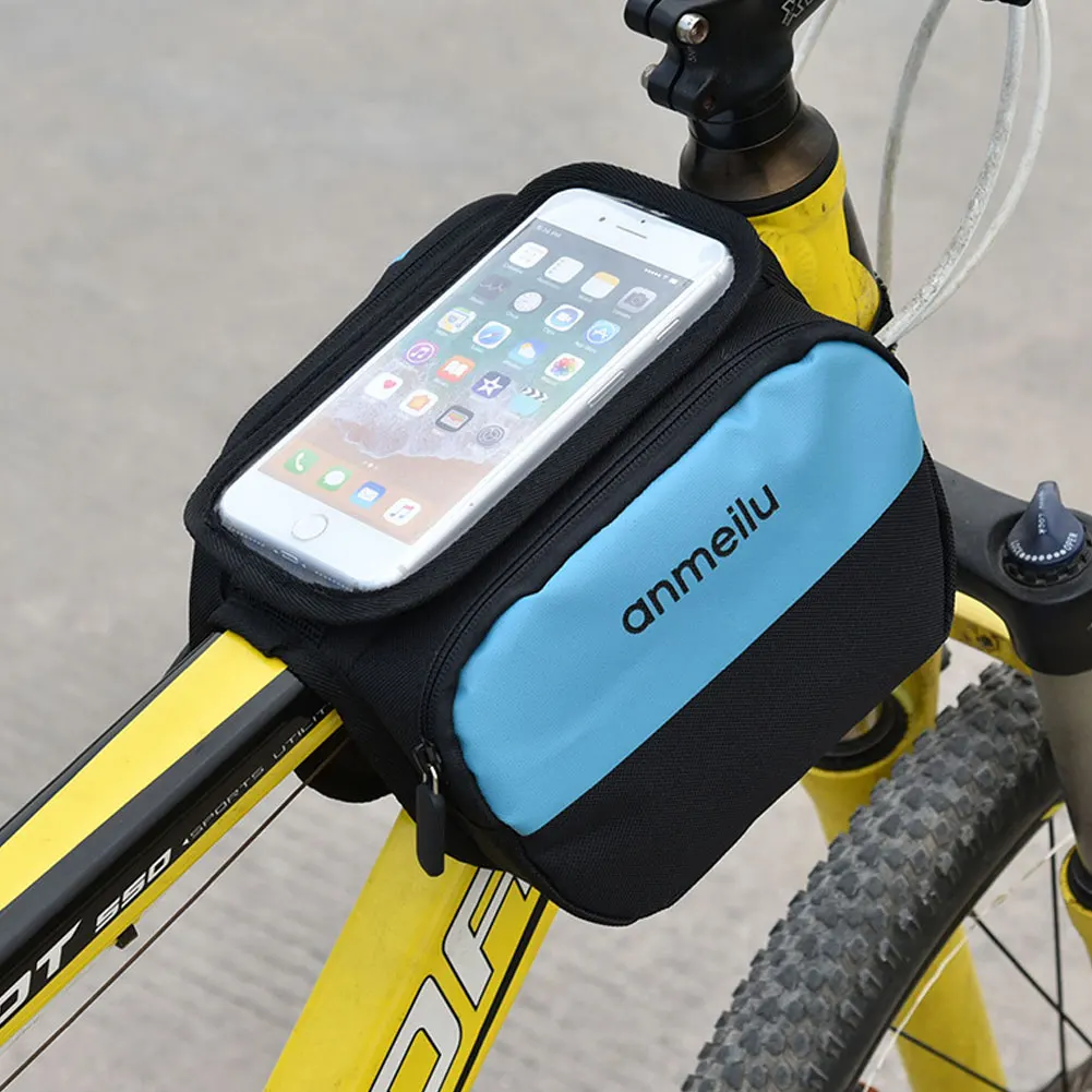 Водонепроницаемый Велоспорт сумка велосипед спереди сумка для рамы труба сумка для сотового телефона на молнии для хранения всякой всячины сумки